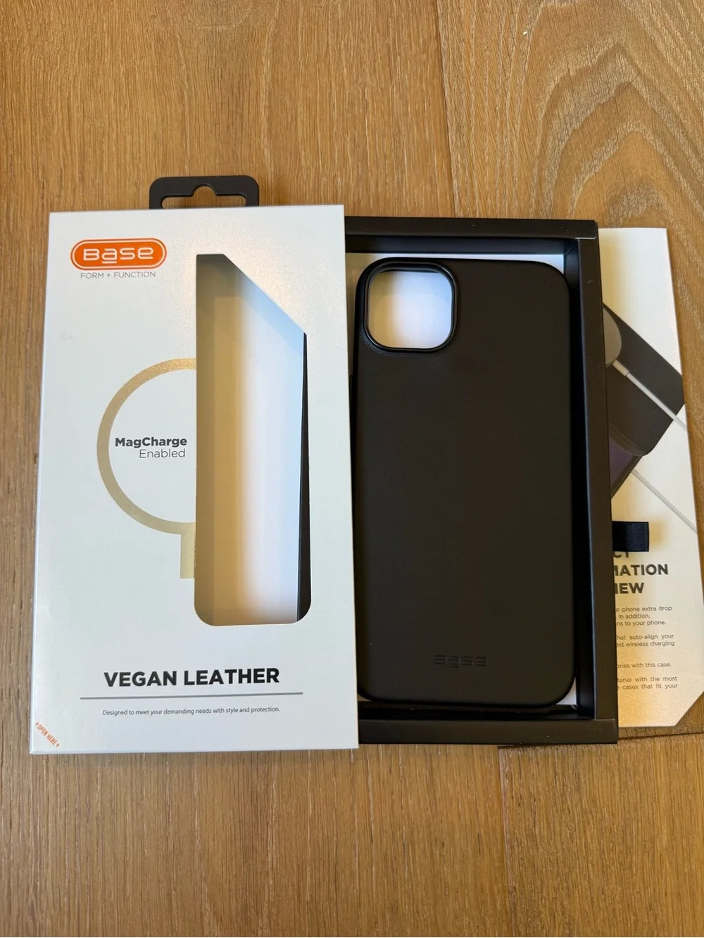 New Base Vegan Leather MagCharge Case for iPhone 14 Max Case Black Case